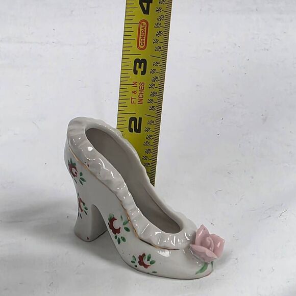 Vintage Porcelain Shoe Figurine w/ Pink Rose & Floral Design - Picture 3 of 6